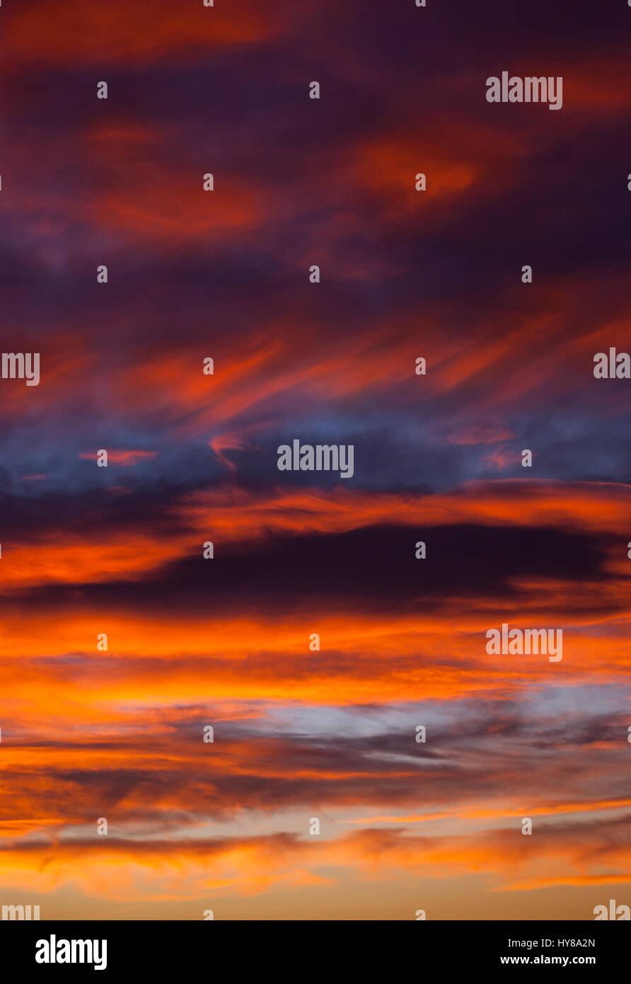 Dusk sky and clouds with warm color. Stock Photo