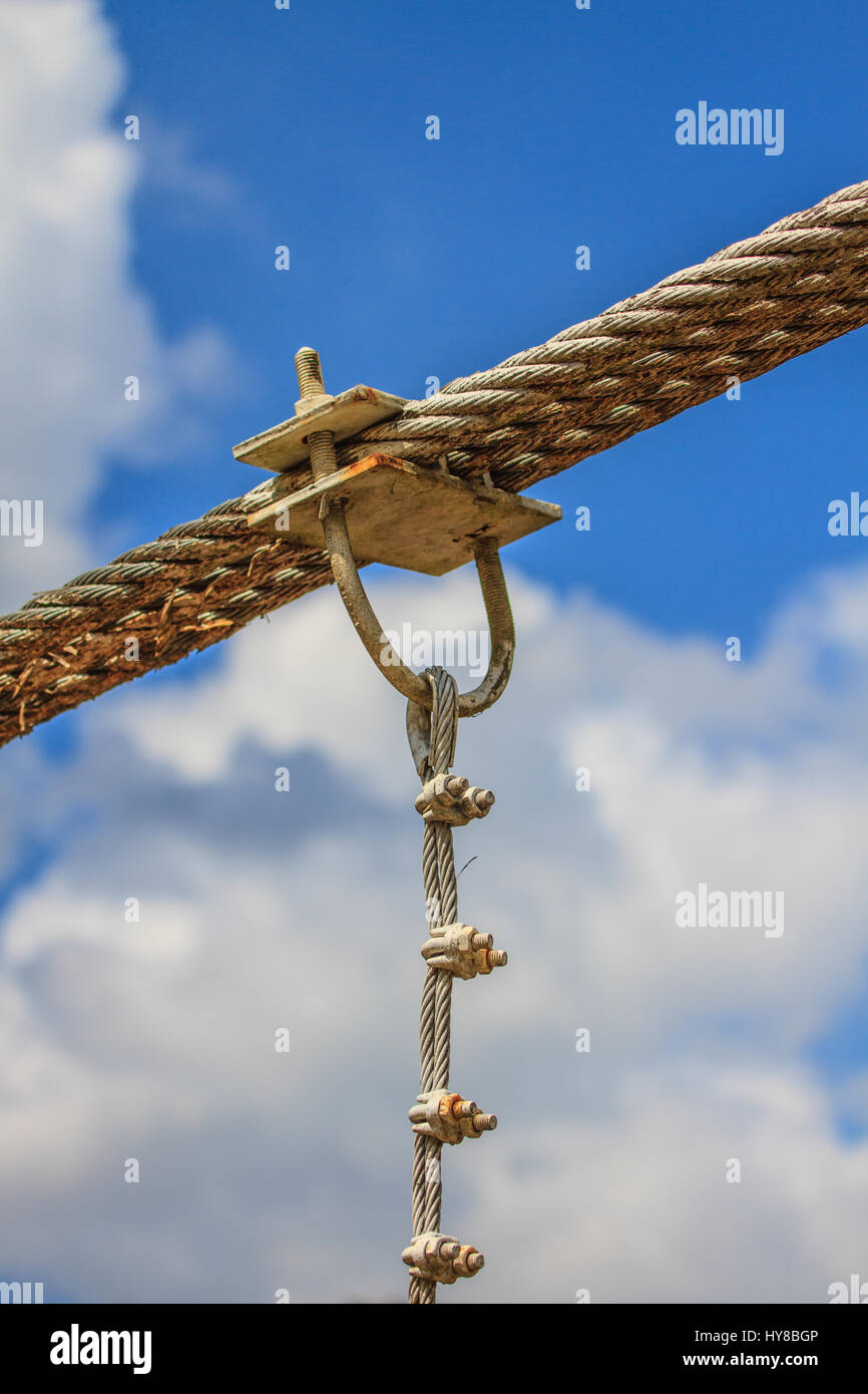 close up sling bridge, sling with u link, iron rope Stock Photo - Alamy