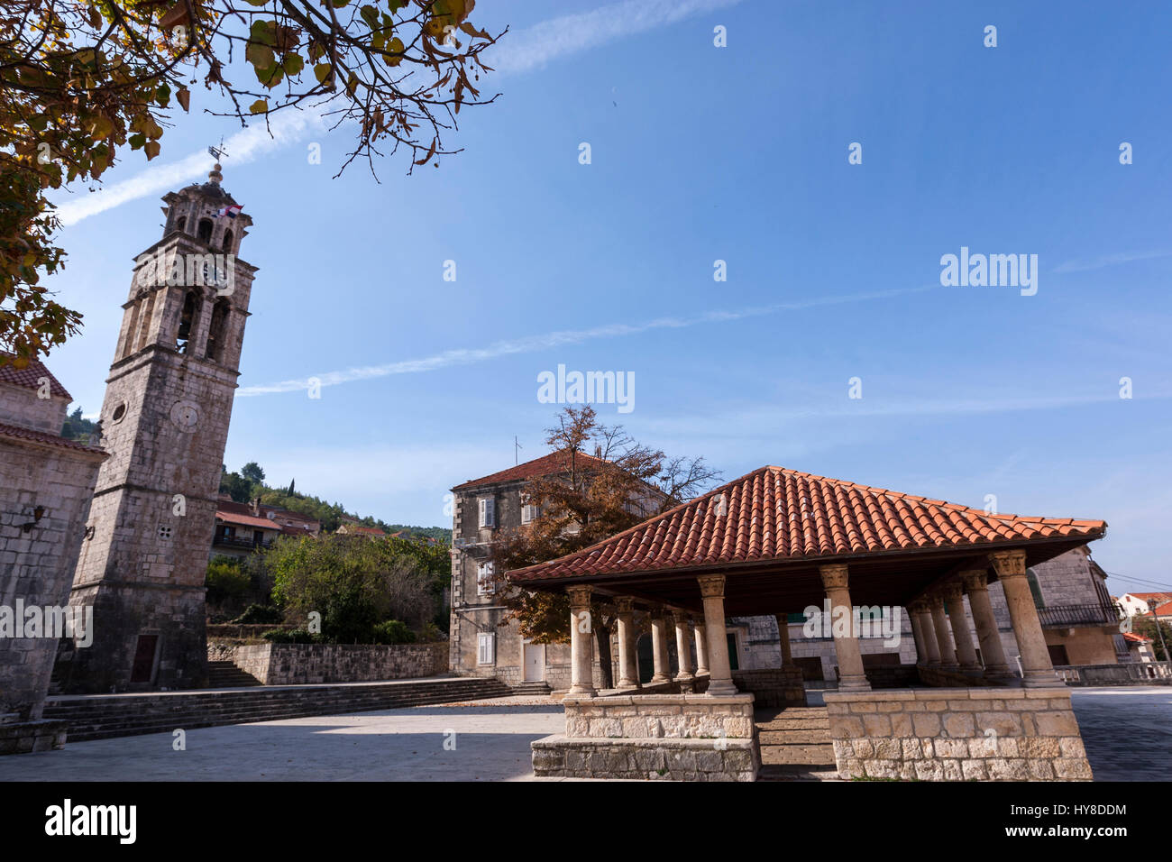 Our Lady of the Field church in Blato is a town on the island of Korčula in Croatia. Stock Photo