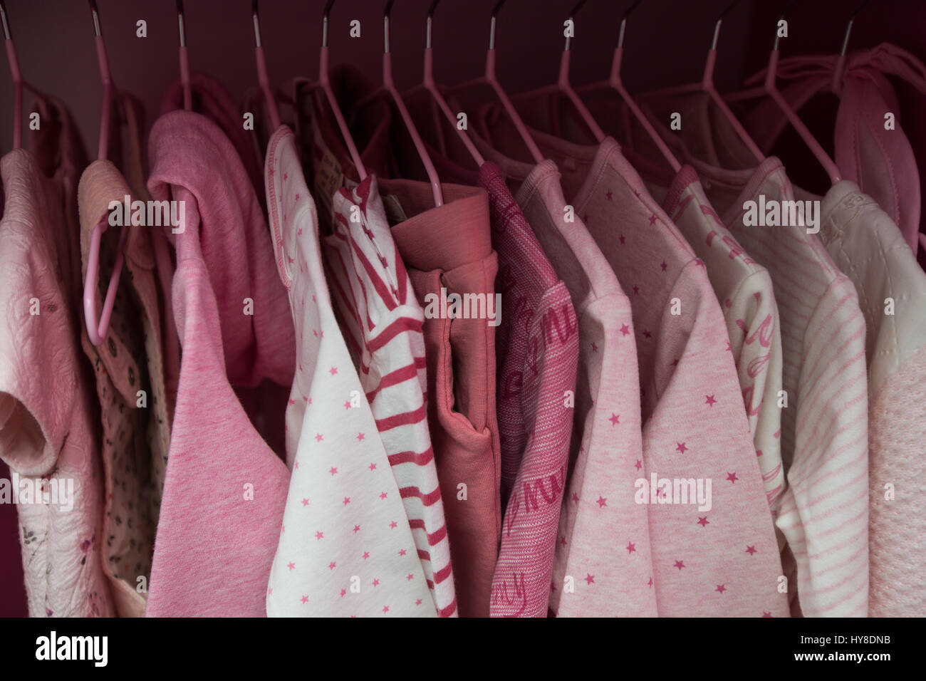 A Lot Of Pink Children S Clothes On Hangers Children S Wardrobe