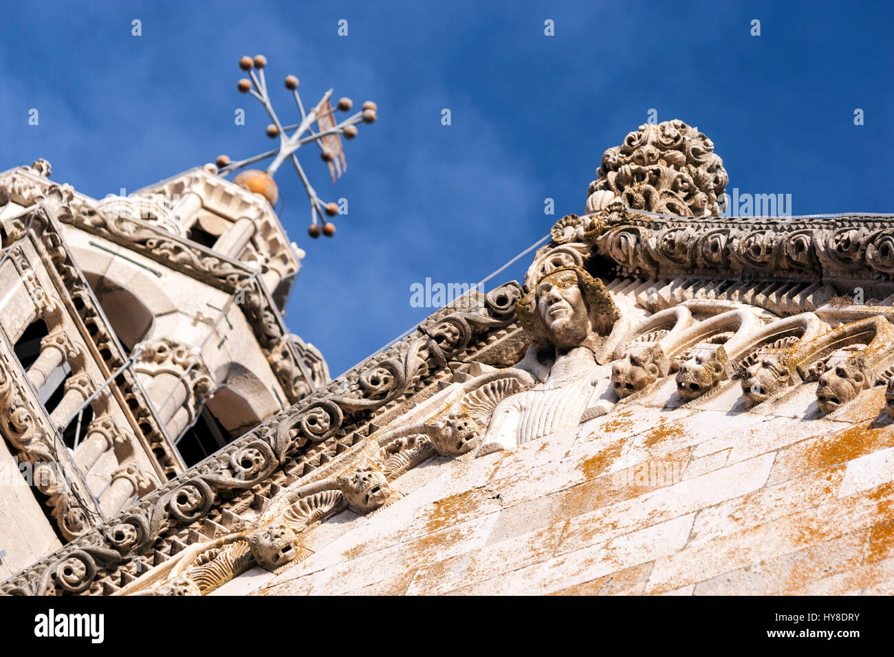 Romanesque-Gothic Cathedral of St Mark, Sveti Marko Cathedral, Korčula, Croatia Stock Photo