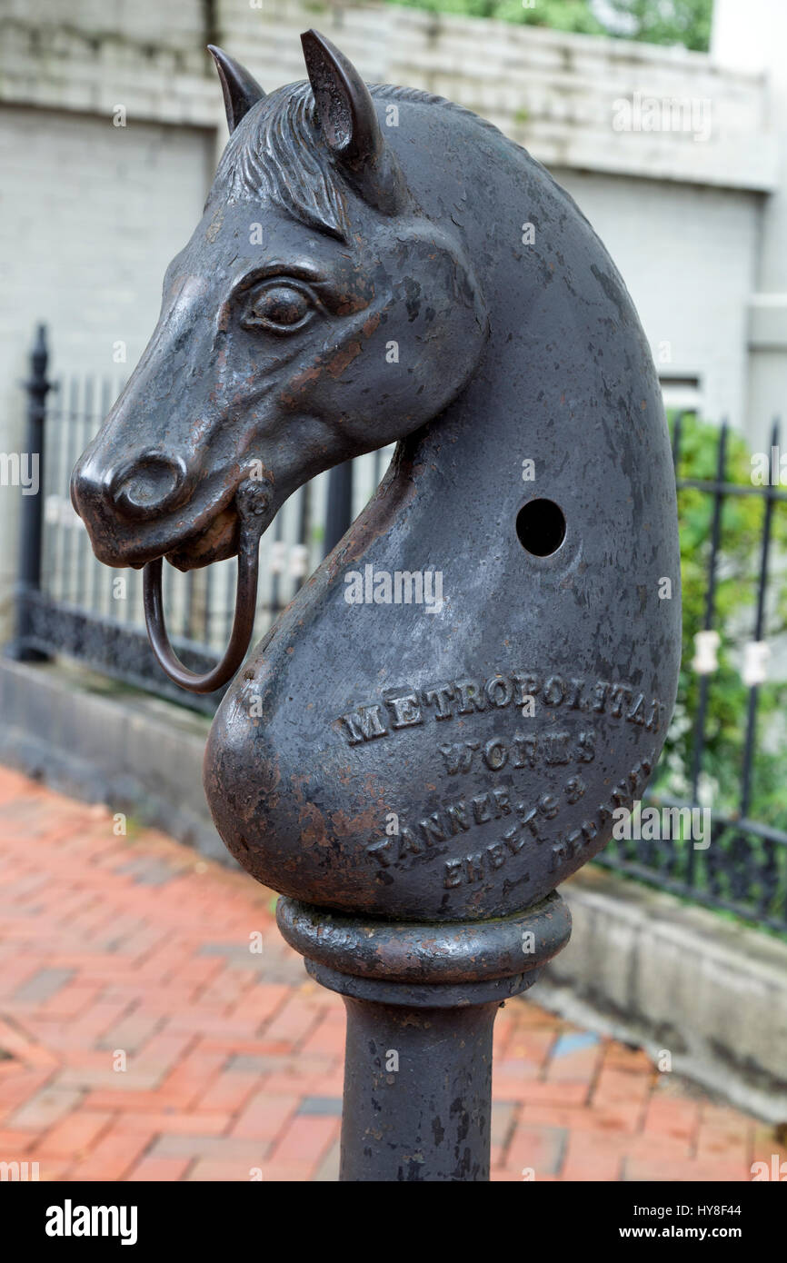 Richmond, Virginia.  Hitching Post, Confederate White House. Stock Photo