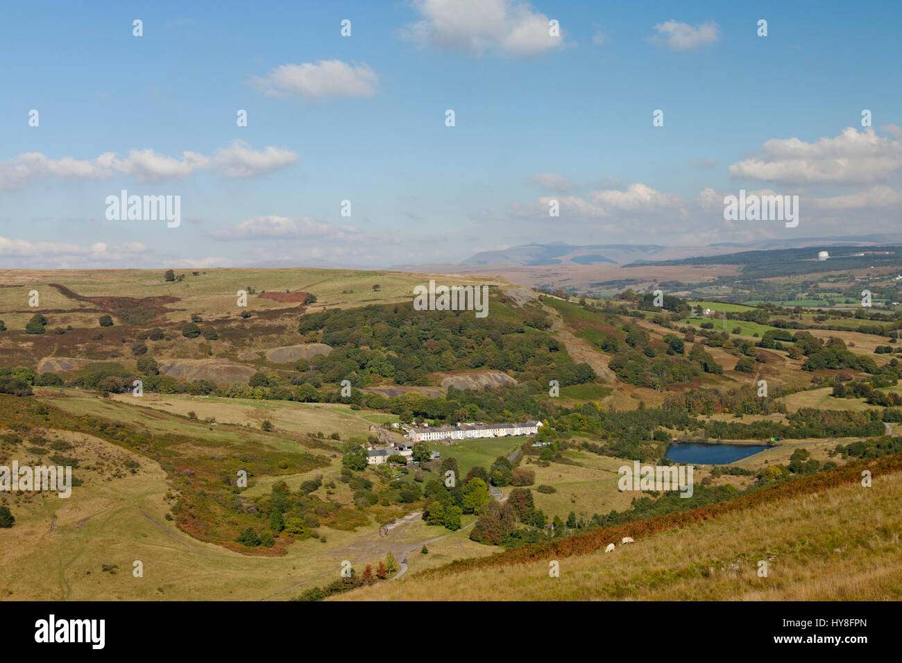 View of Dare Valley Country Park and higher lake, Aberdare, Rhondda Cynon Taf, South Wales, UK Stock Photo
