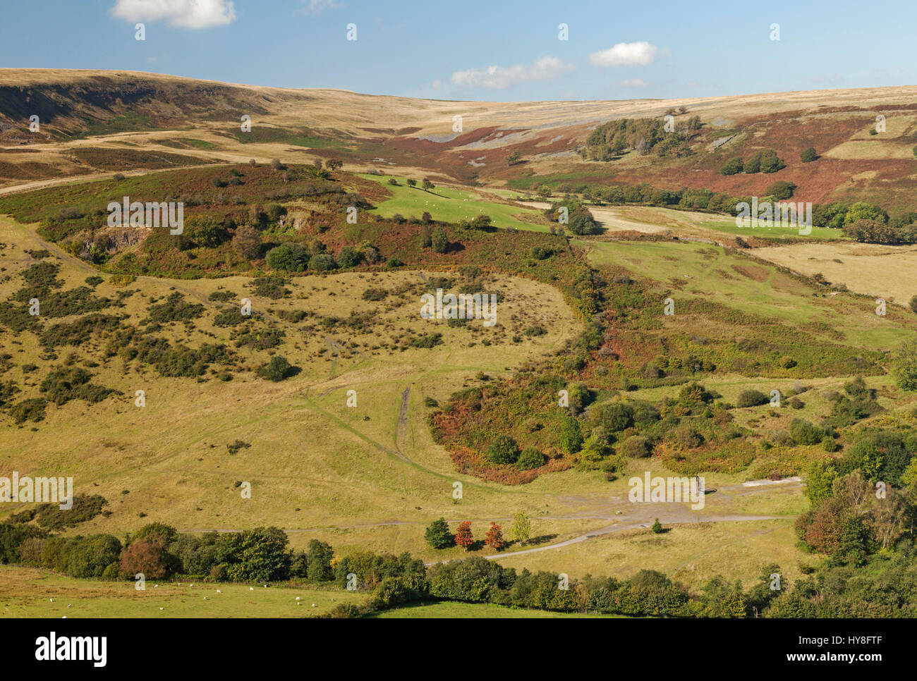 View of the head of Dare Vallley Country Park, Aberdare, Rhondda Cynon Taf, South Wales, UK Stock Photo