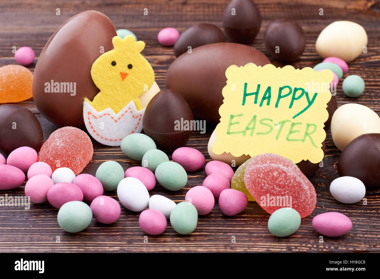 Happy Easter Card And Sweets Felt Chicken Cutout Homemade Easter