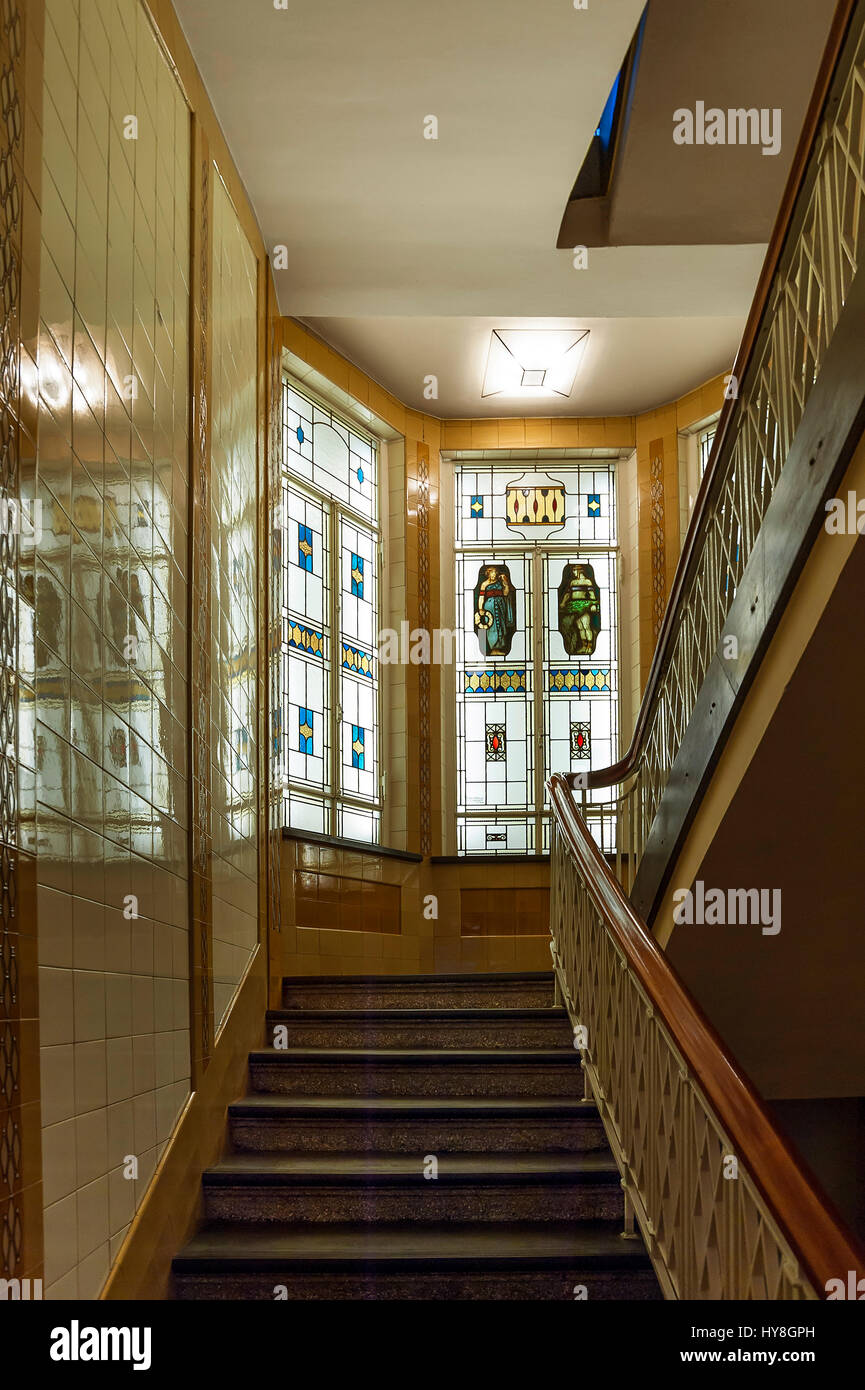 Art nouveau staircase, office building Adlerhof, Hamburg, Germany Stock ...