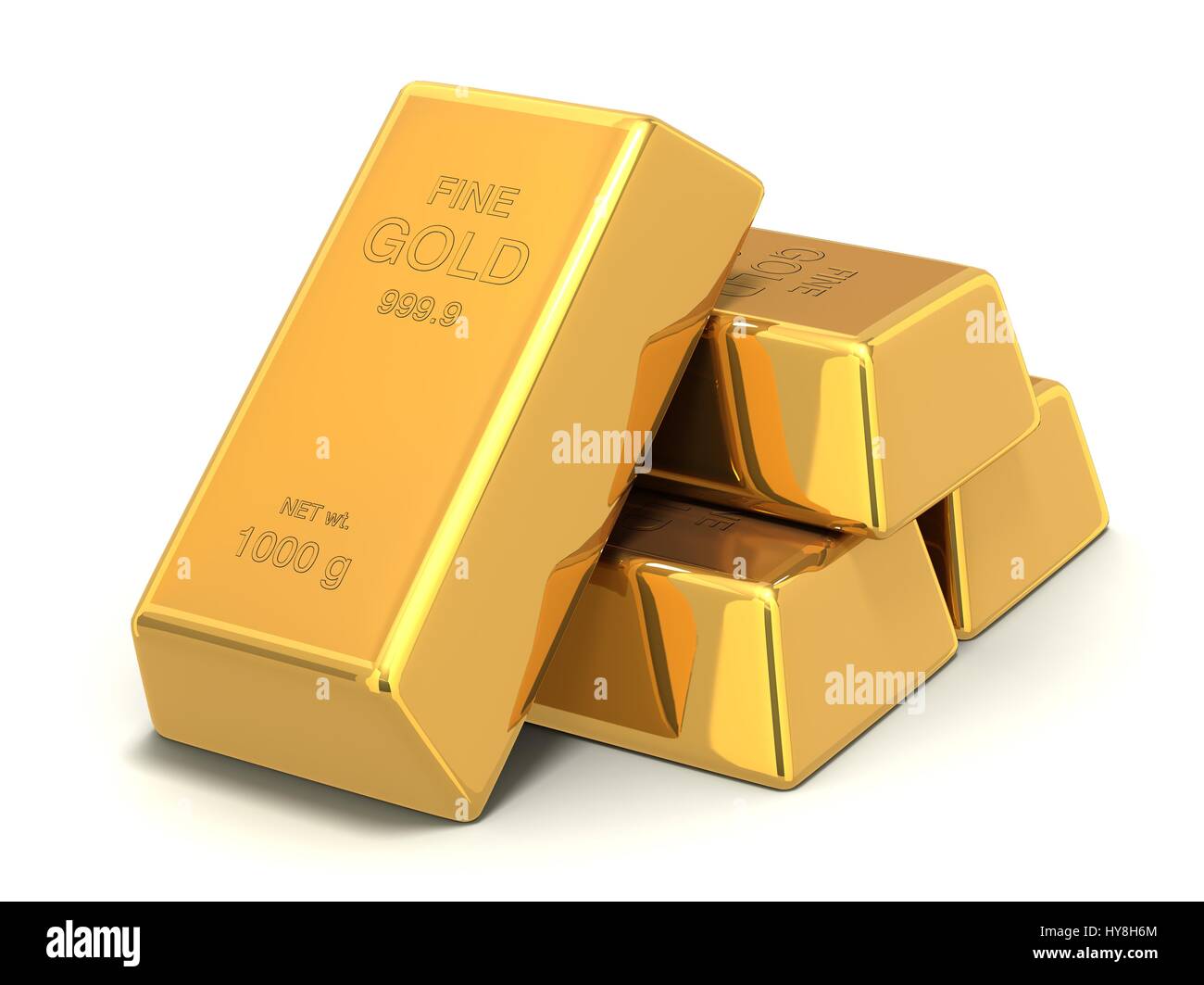 gold bars 3d illustration isolated on white background Stock Photo - Alamy