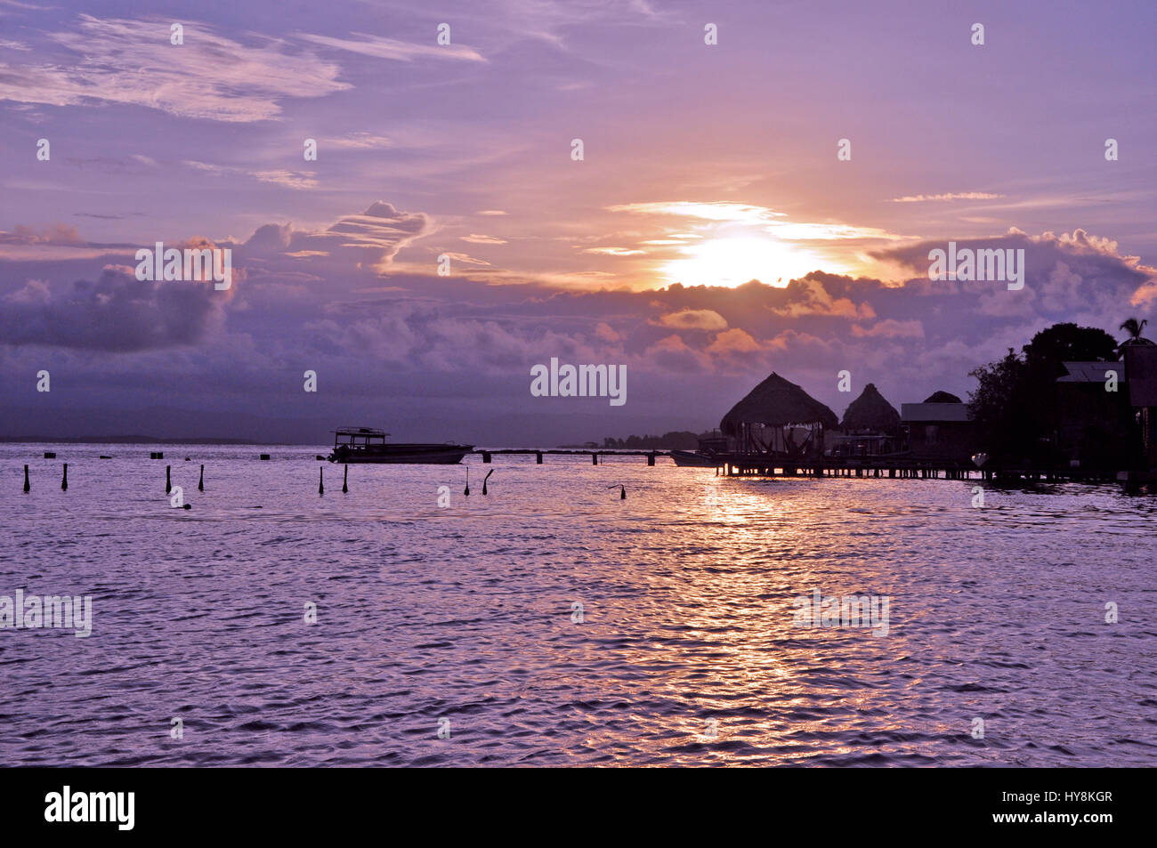 Gorgeous Sunset over Bocas Islands Panama Stock Photo