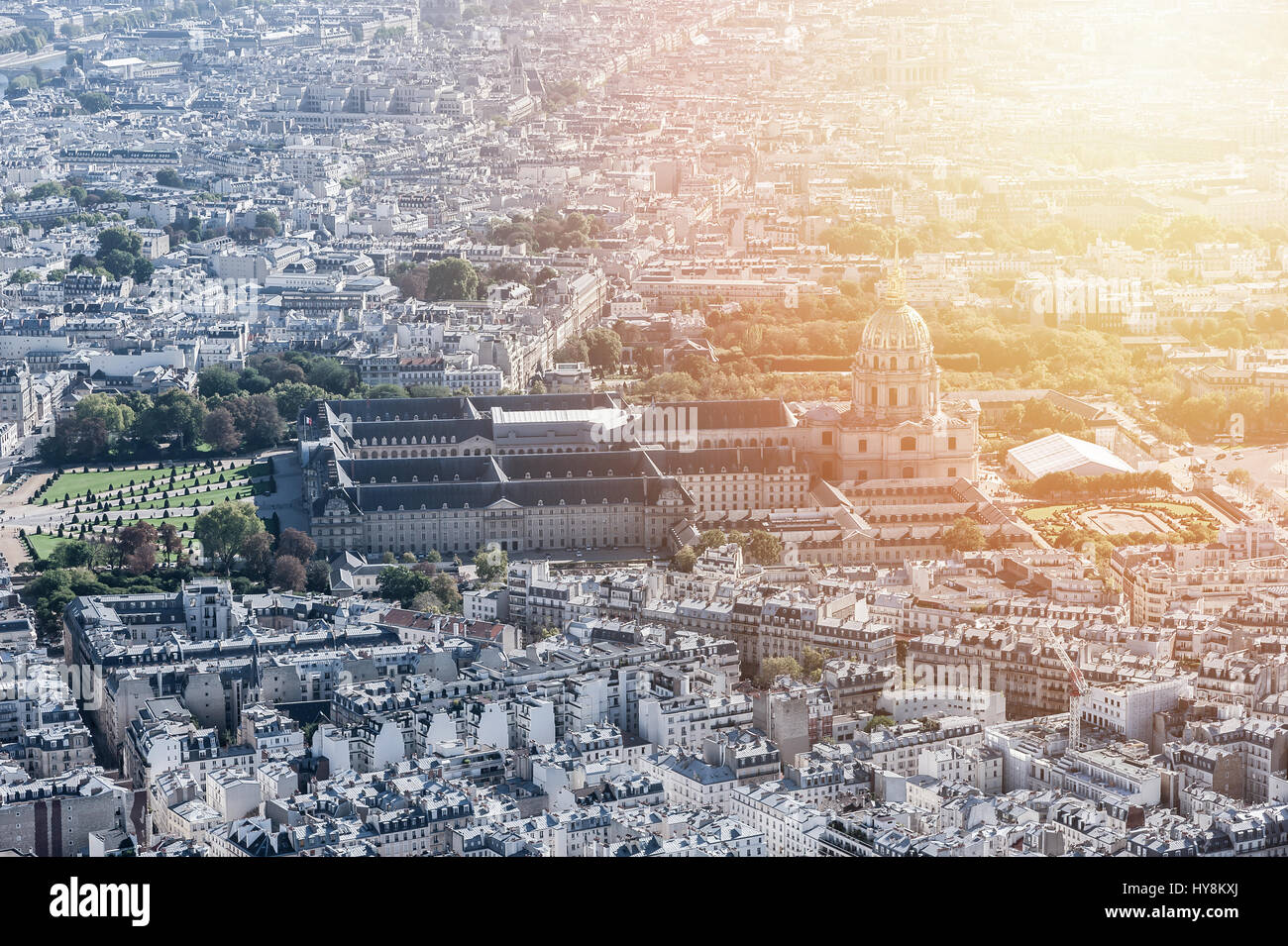 Aerial view of the National Residence of the Invalids in Paris Stock Photo