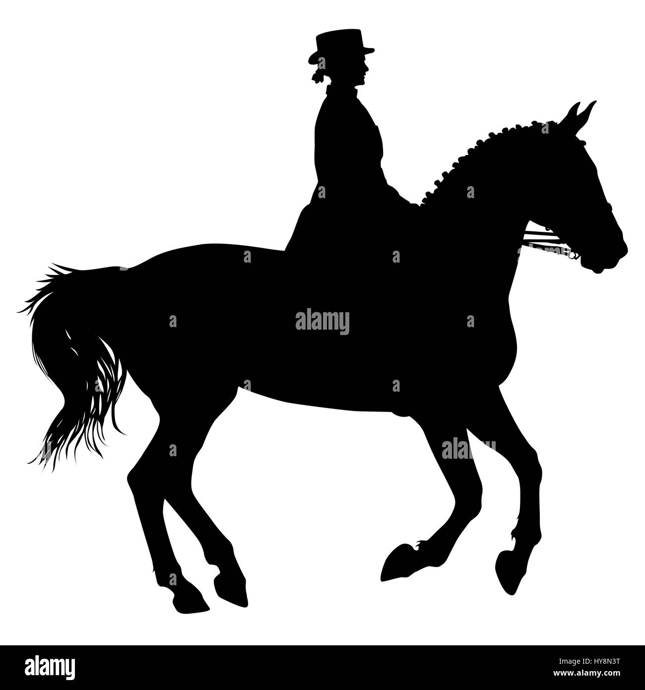 silhouette of horse and jockey Stock Photo