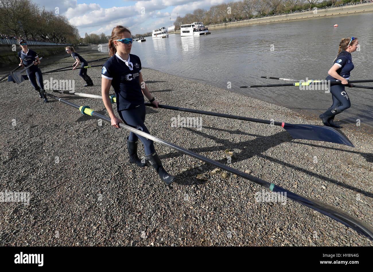 Oxford Women Reserve crew before the Women's Boat Race on the River
