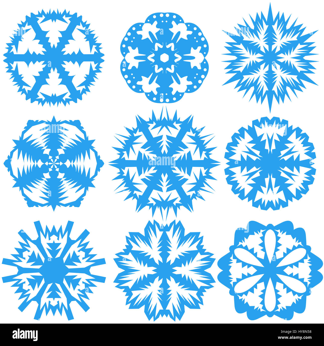 Set of snowflakes on a white background. illustration Stock Photo - Alamy