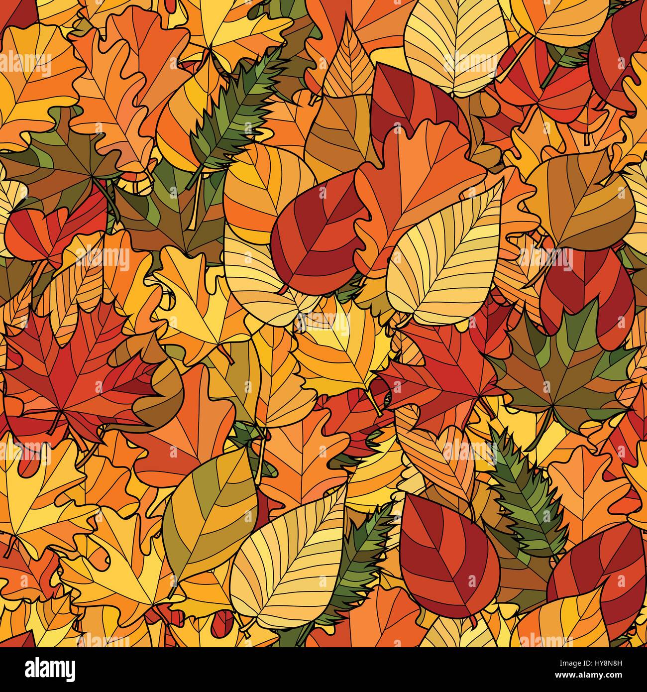 abstract doodle autumn leaves seamless pattern Stock Vector Image & Art ...