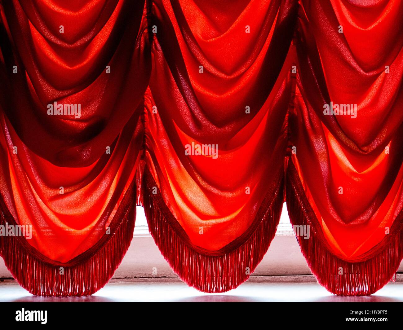 Red royal curtains Stock Photo