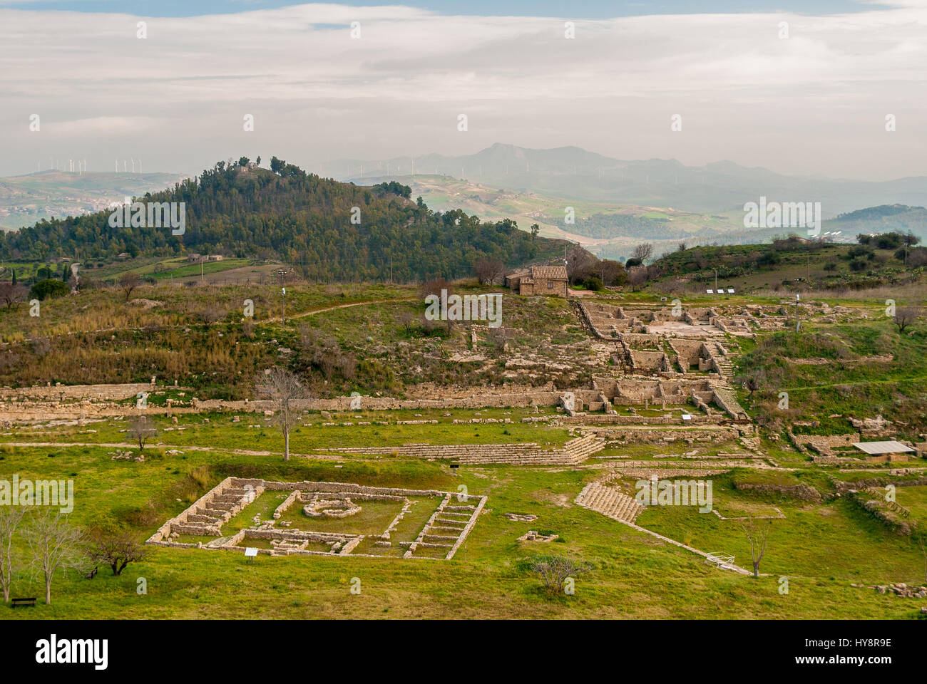 Panoramic view of the ancient greek city of Morgantina, in Sicily Stock Photo