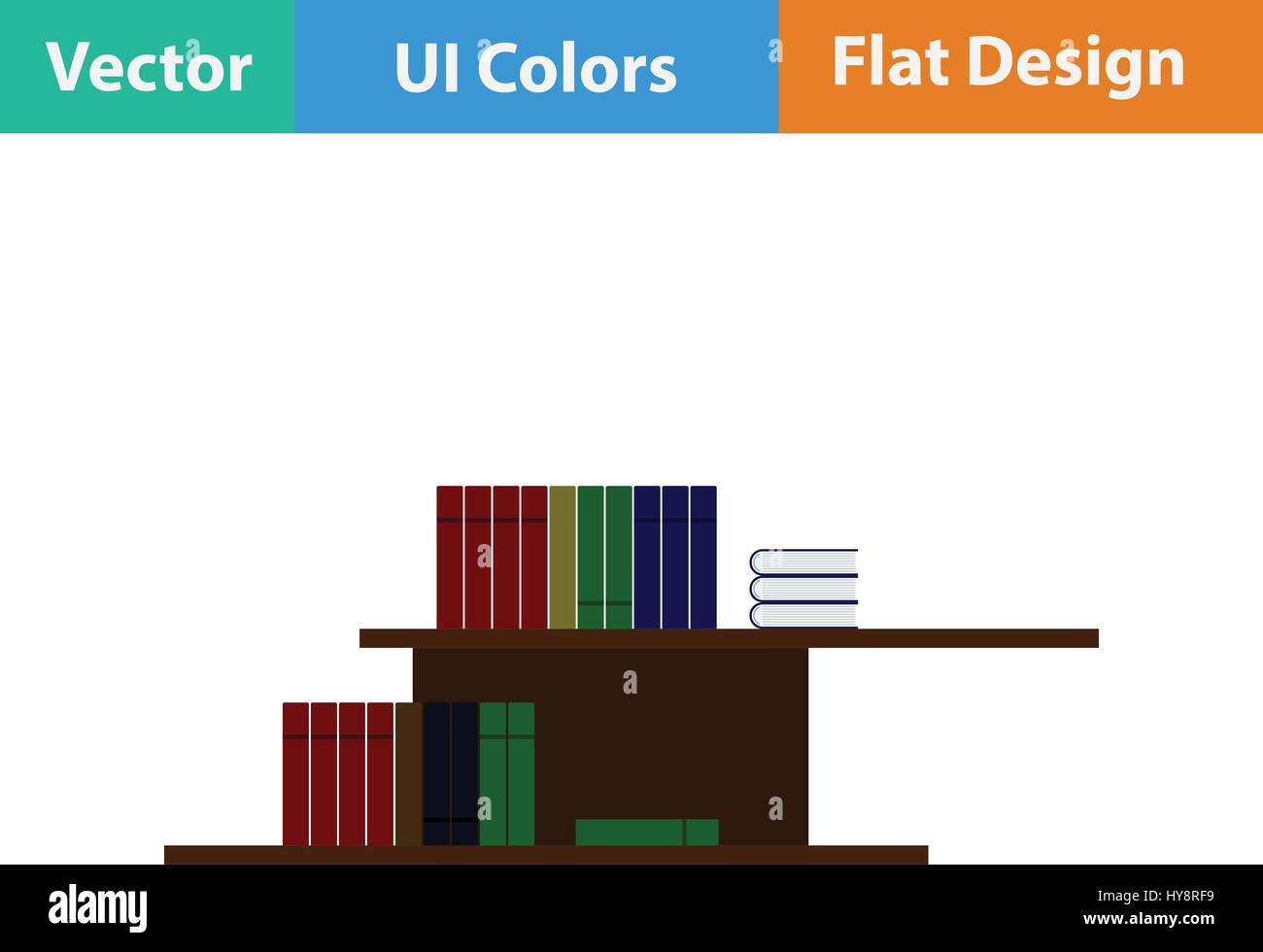 Wall Bookshelf Icon Flat Design Vector Illustration Stock Vector