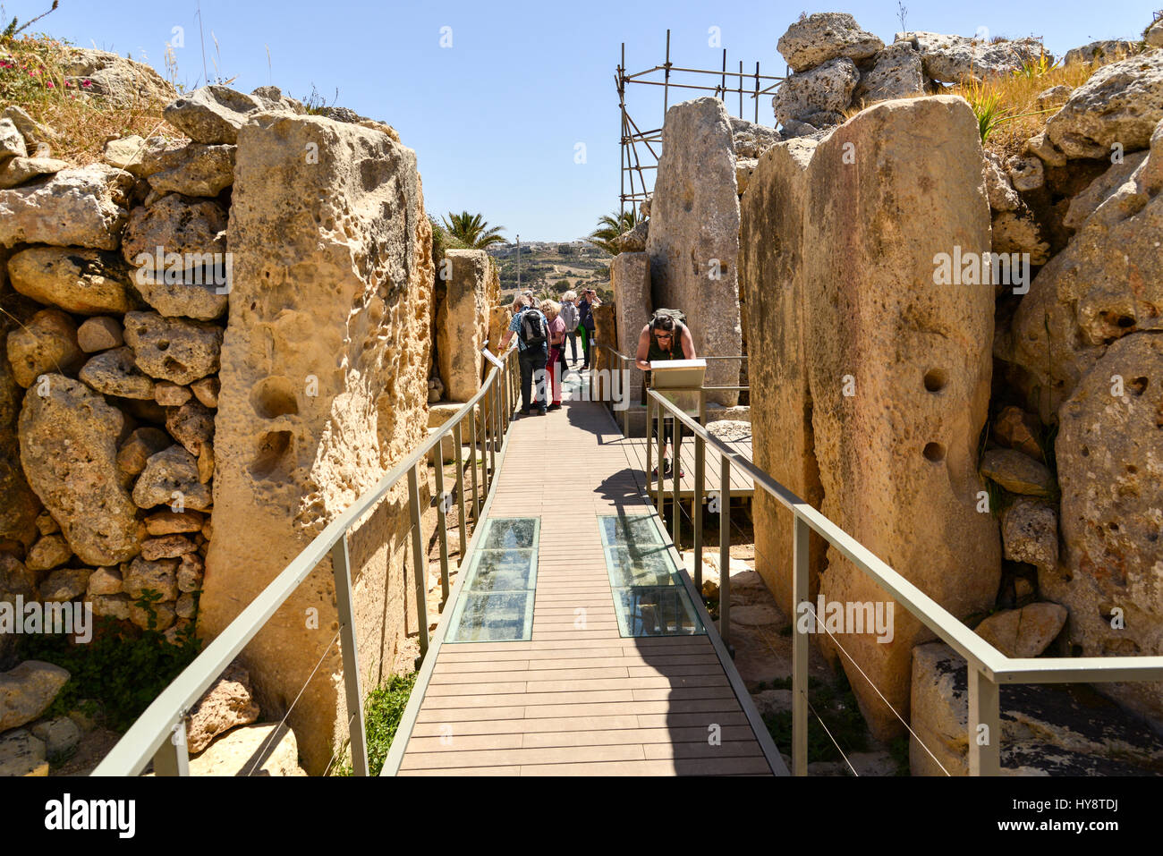 Southern Temple interior - Ġgantija Neolithic Temple - Gozo, Malta Stock Photo