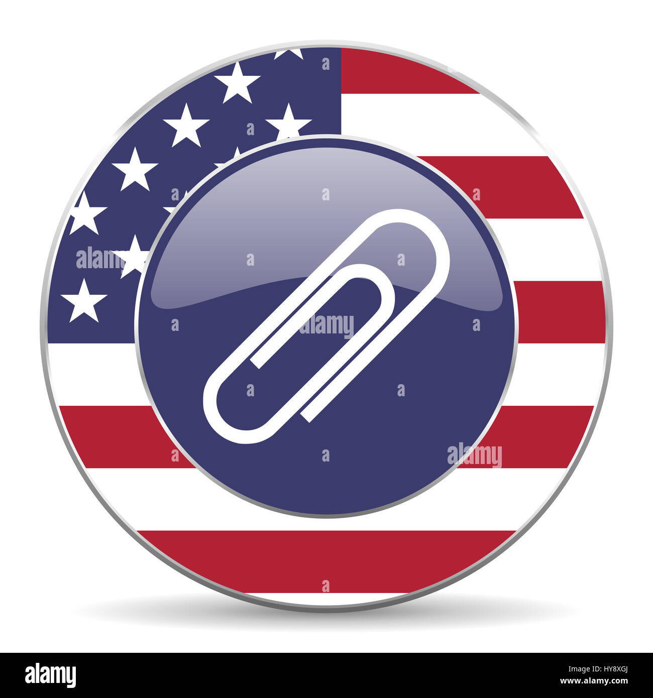Paperclip usa design web american round icon with shadow on