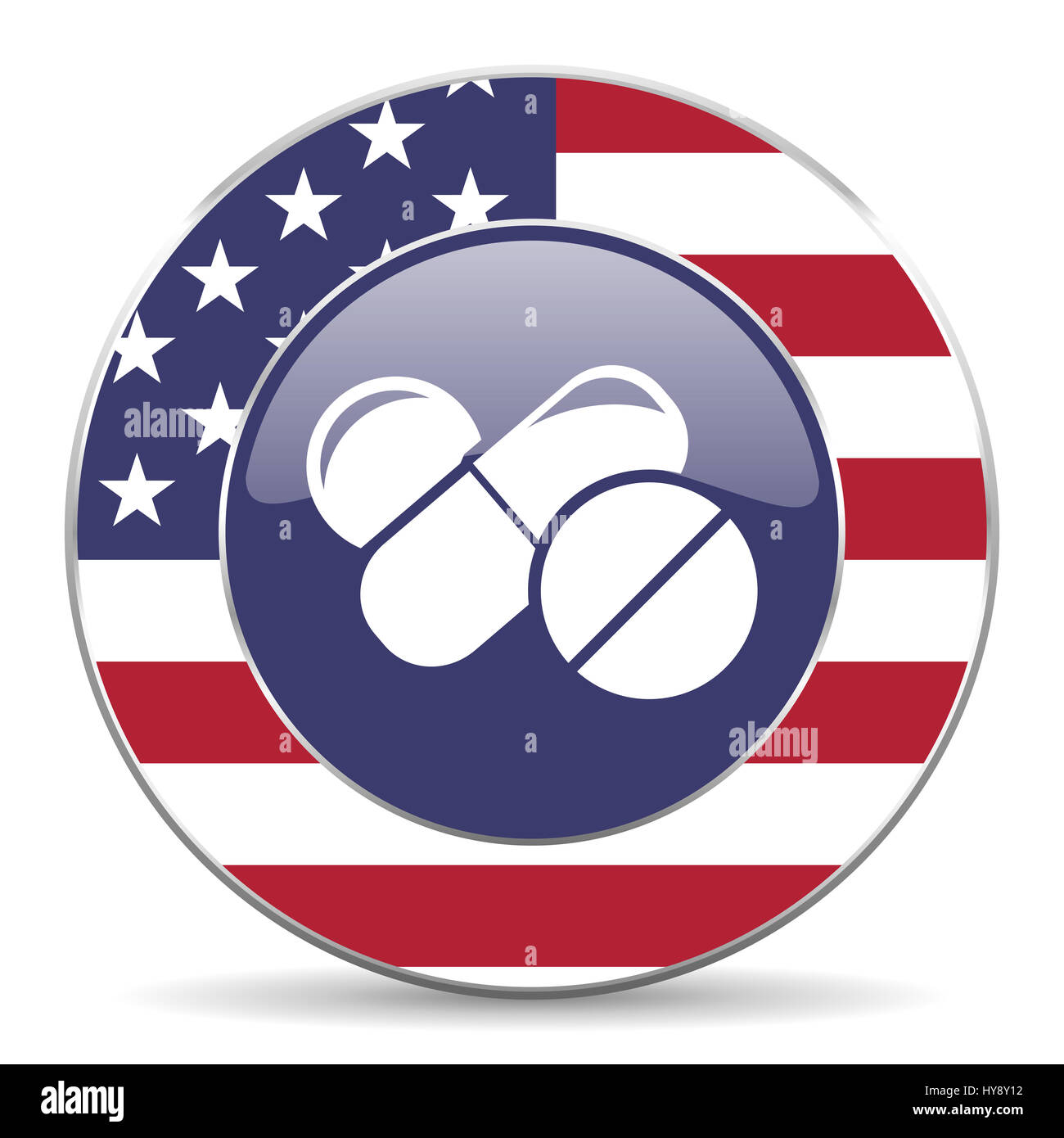 Medicine usa design web american round internet icon with shadow on white background. Stock Photo