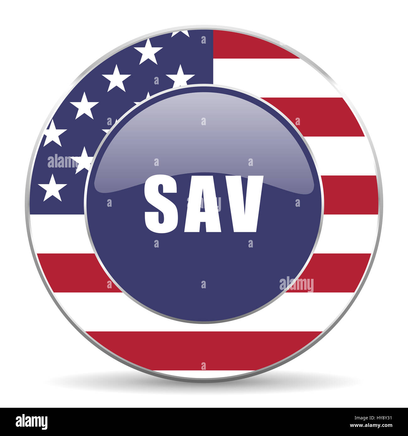 Sav usa design web american round internet icon with shadow on white background. Stock Photo