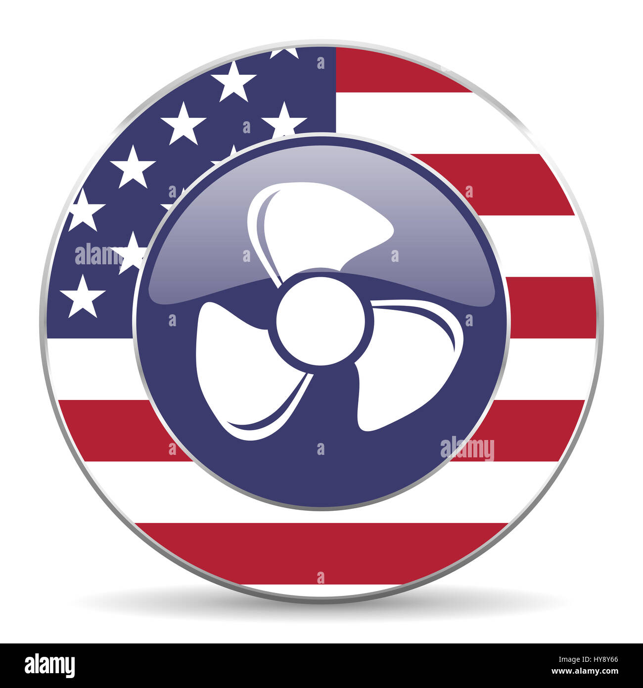 Fan usa design web american round internet icon with shadow on white ...