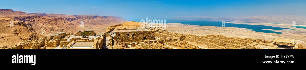 Ruins of Masada fortress and Dead Sea Stock Photo