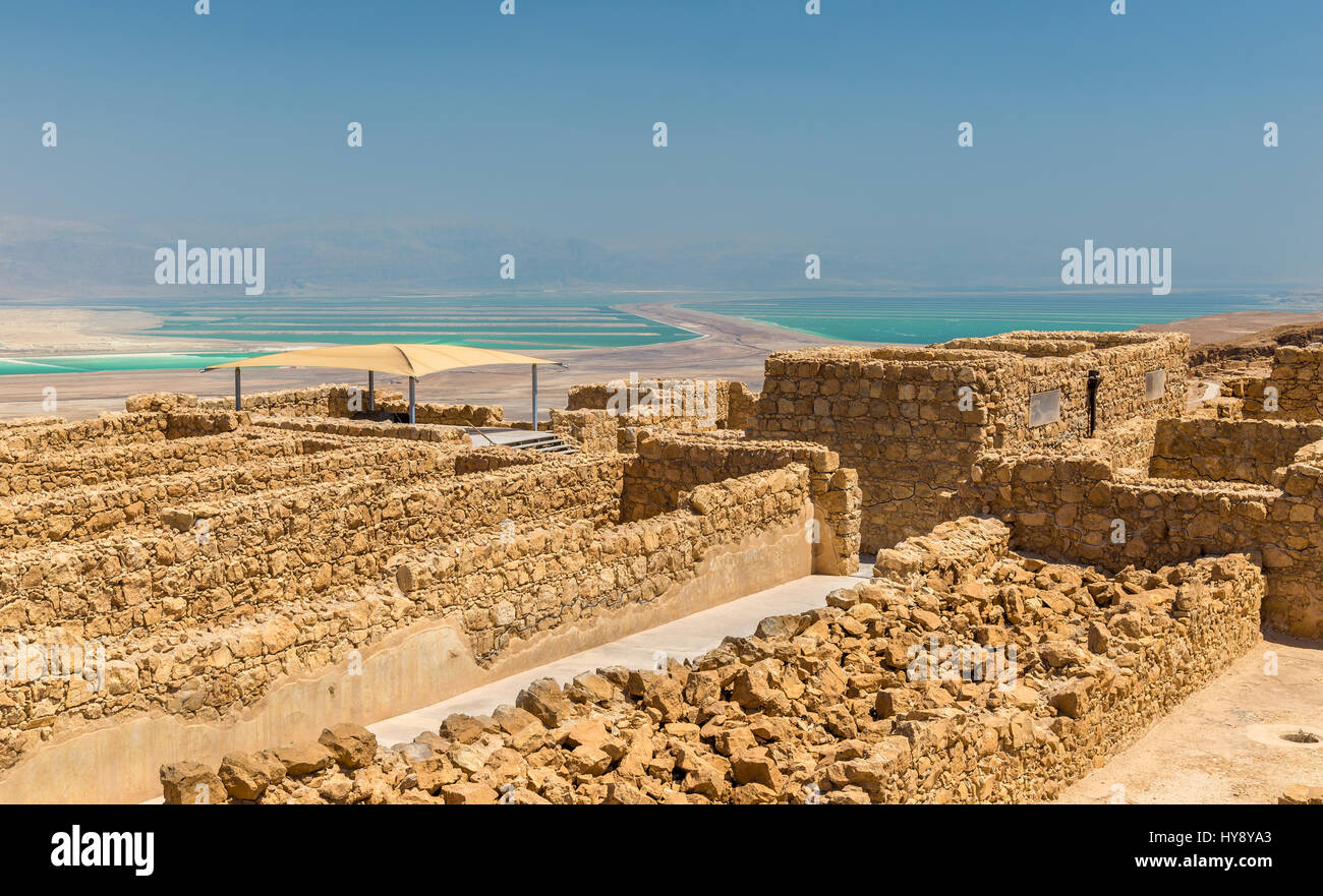 Ruins of Masada fortress and Dead Sea Stock Photo - Alamy