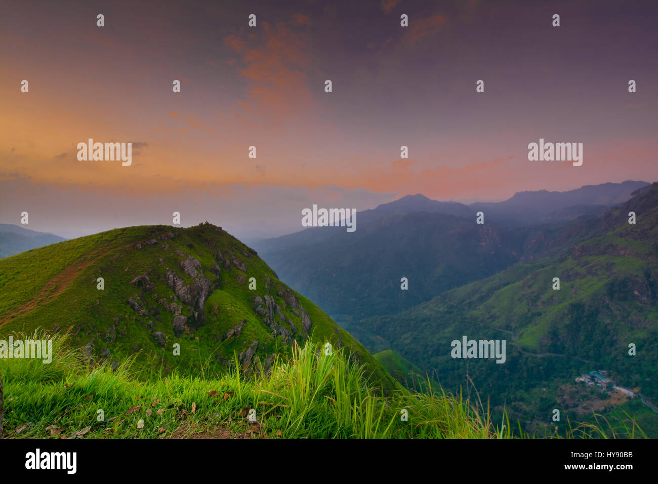 Beautiful sunrise at little Adams peak in Ella, Sri Lanka Stock Photo ...