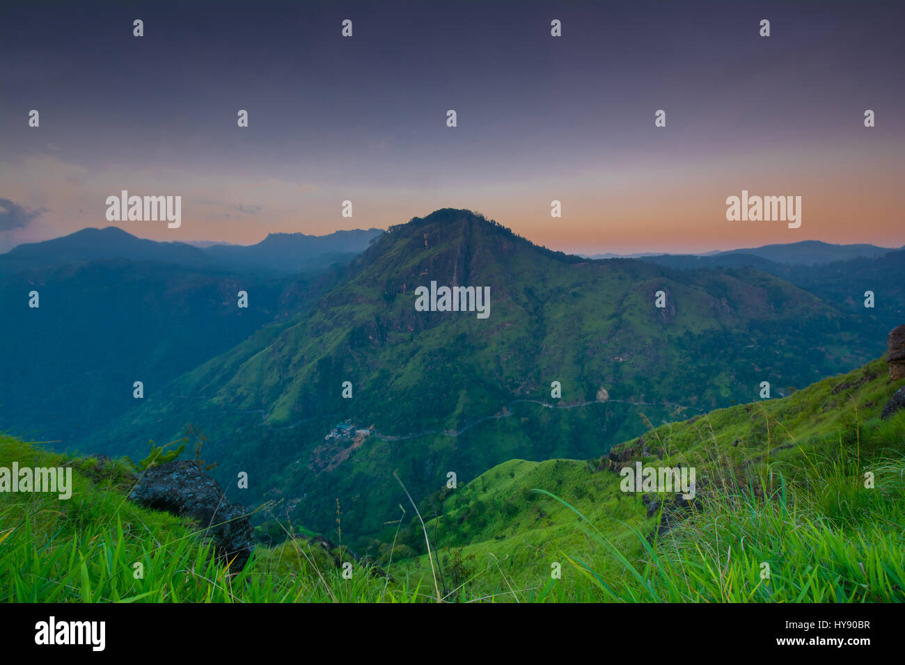 Beautiful sunrise at little Adams peak in Ella, Sri Lanka Stock Photo ...
