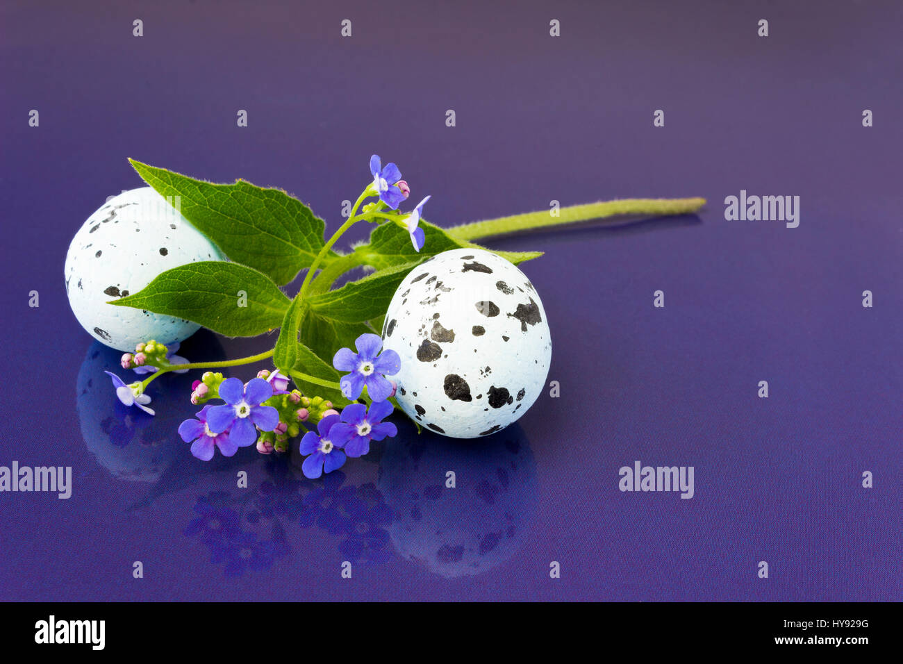 Spring flowers and easter eggs. Happy Easter Background Stock Photo - Alamy