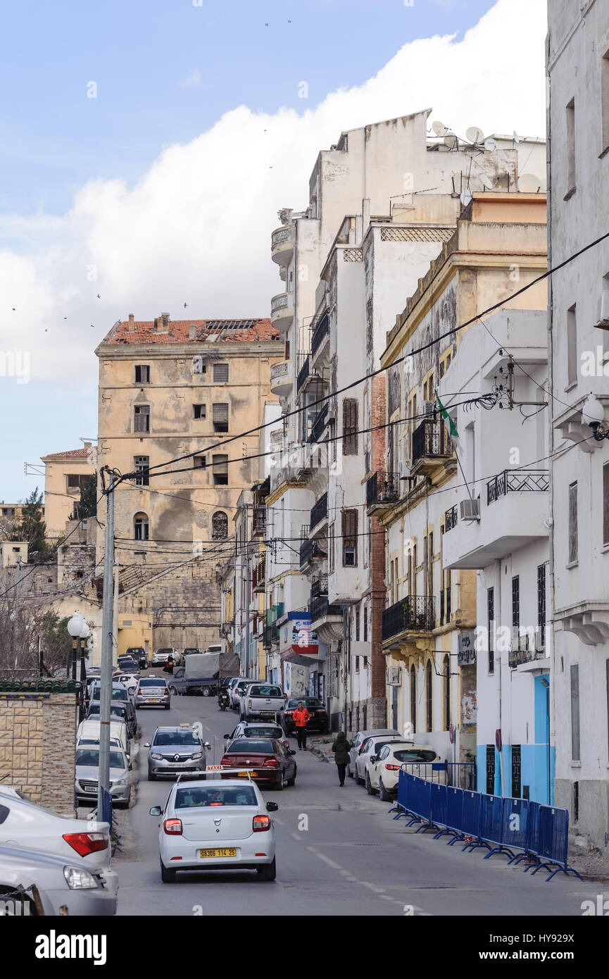 CONSTANTINE, ALGERIA - MARCH 7, 2017: French and Spanish colonial side of the city of Constantine, Algeria. Modern city has many old French and Spanis Stock Photo