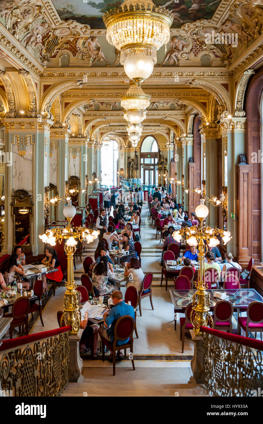 An interior view of the famous New York cafe in Budapest , Hungary Stock Photo