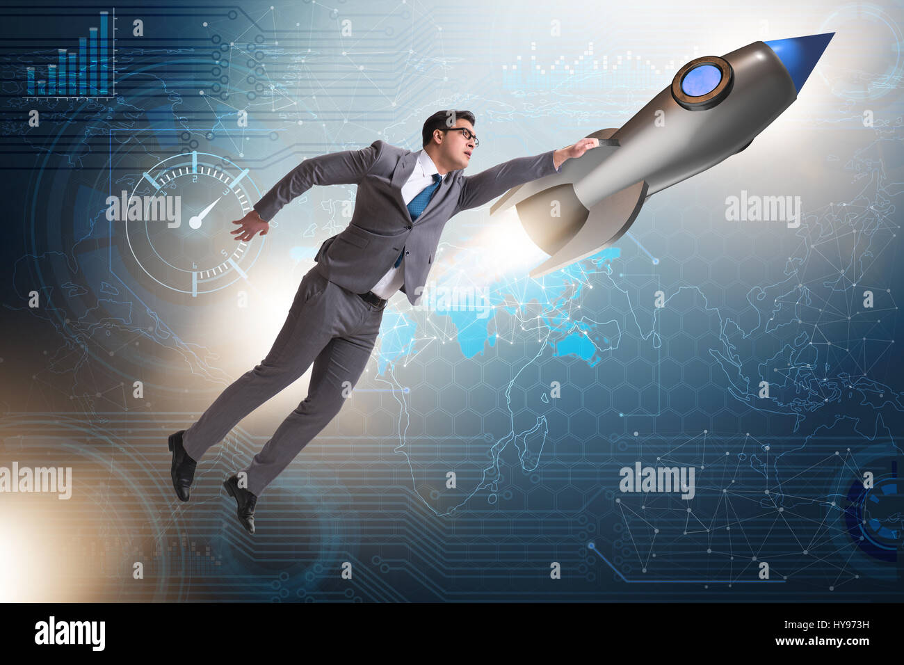 Businessman in start up business concept Stock Photo - Alamy