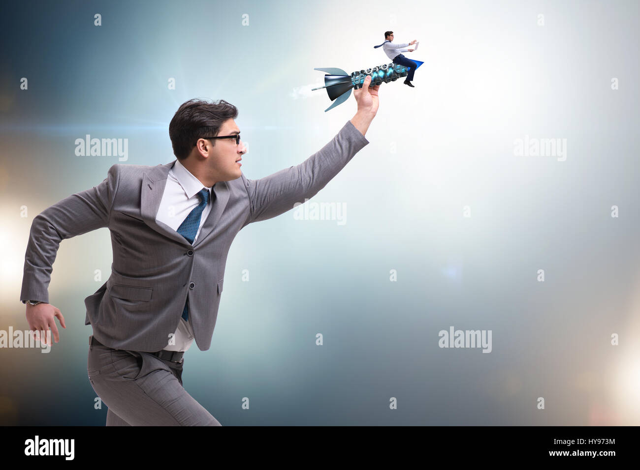 Businessman in start up business concept Stock Photo - Alamy