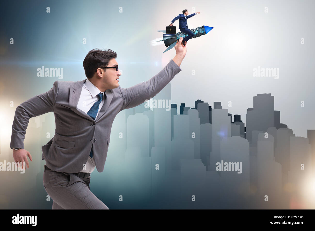 Businessman in start up business concept Stock Photo - Alamy