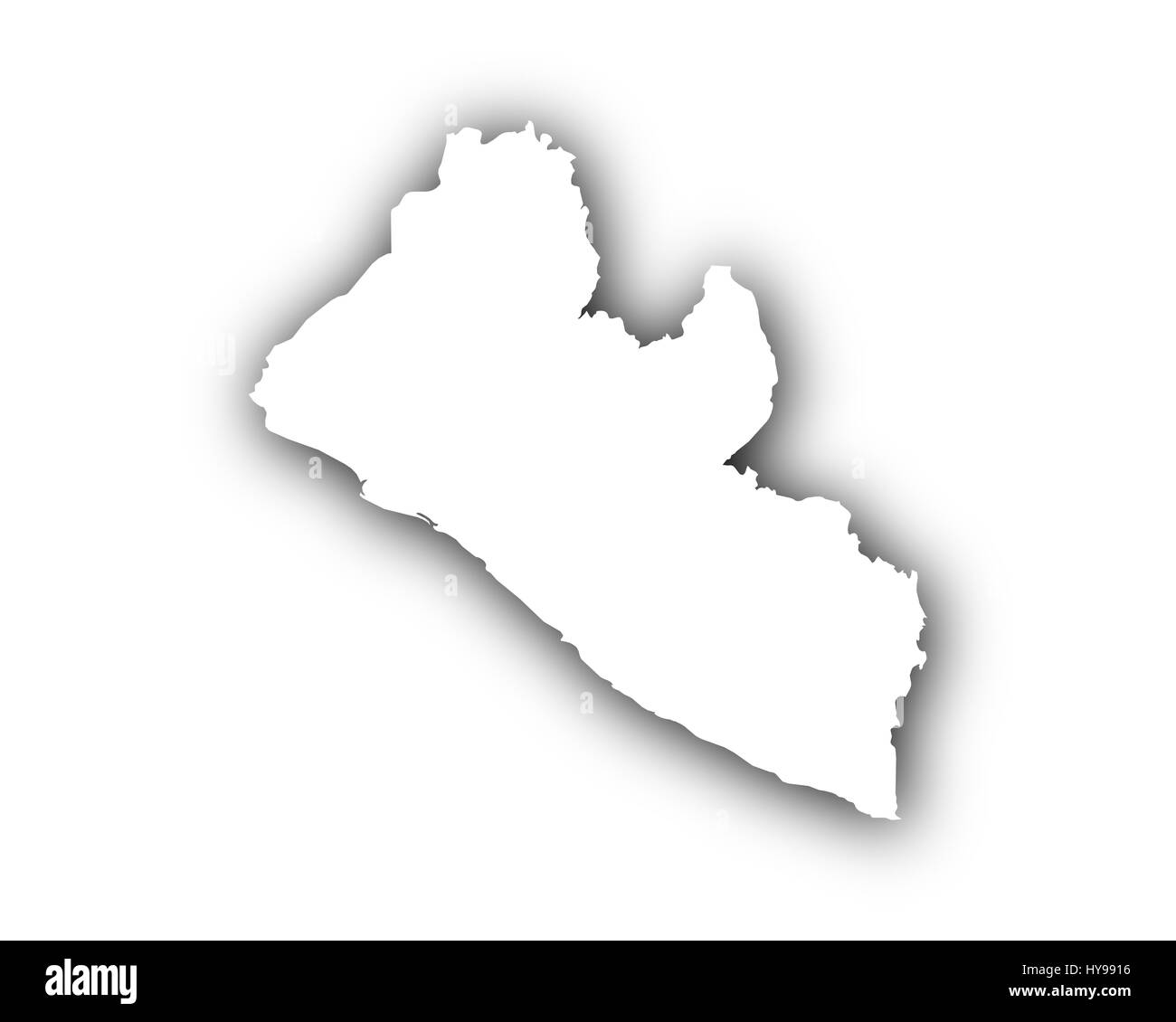 Map of Liberia with shadow Stock Photo - Alamy