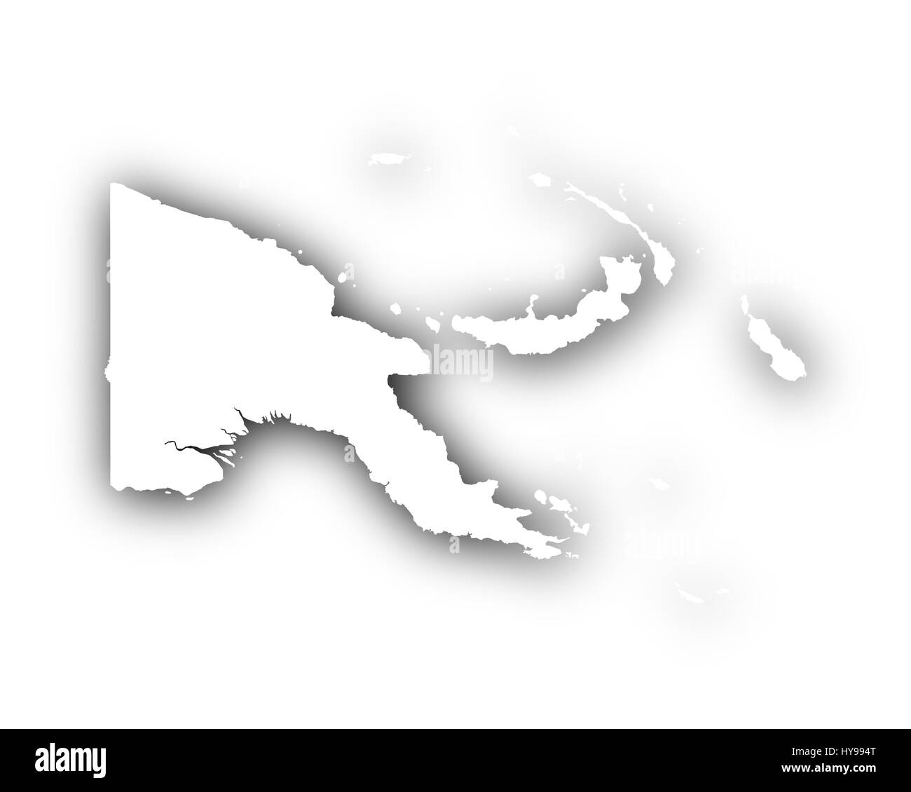 Map of Papua New Guinea with shadow Stock Photo - Alamy
