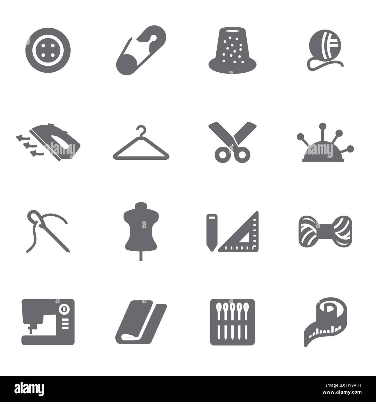 Vector black sewing icons set on white background Stock Vector Image ...