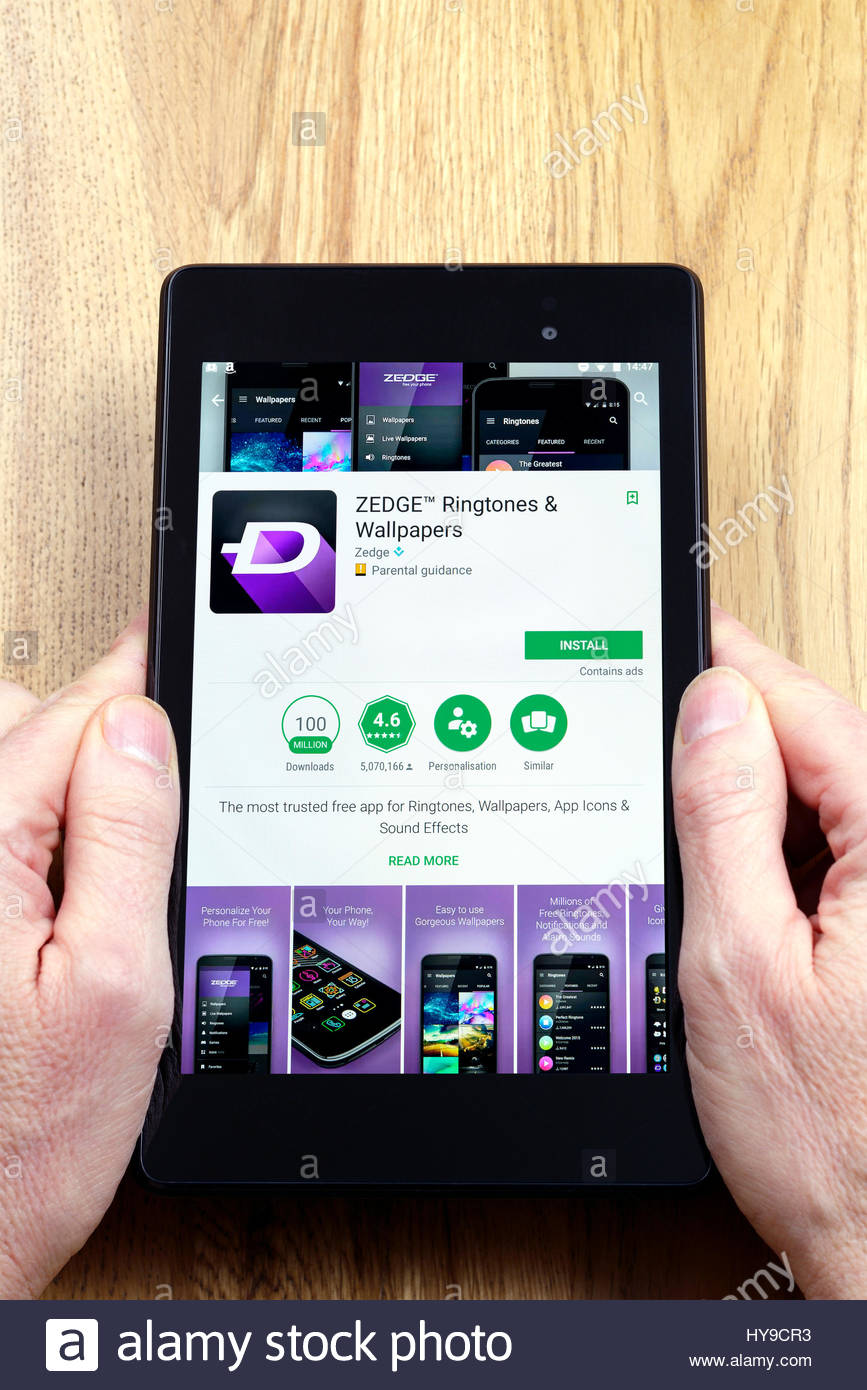 Zedge App On An Android Tablet Pc Dorset England Uk Stock Photo Alamy