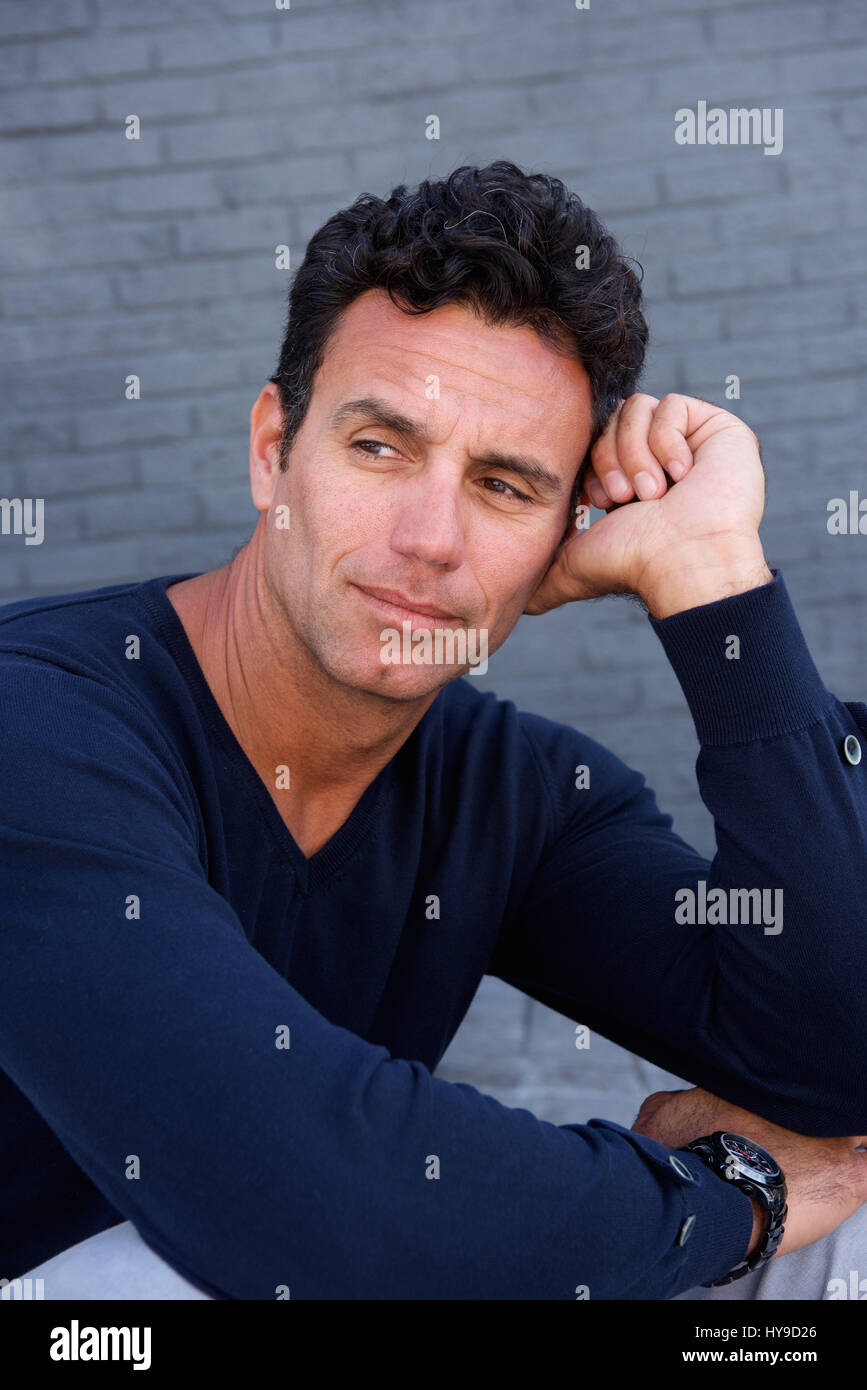 Close up portrait of handsome older man staring Stock Photo - Alamy