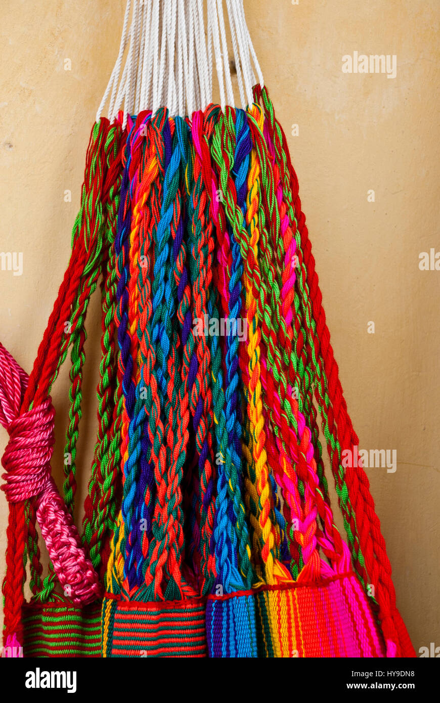 Central and South America Mexican and Mayan hammocks Fabric, rope and netting Stock Photo