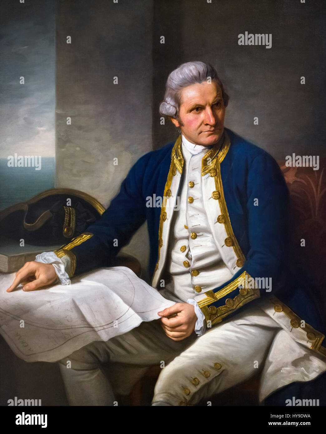 Captain Cook. Portrait of Captain James Cook (1728-1779) by Nathaniel Dance, oil on canvas, 1776. Stock Photo