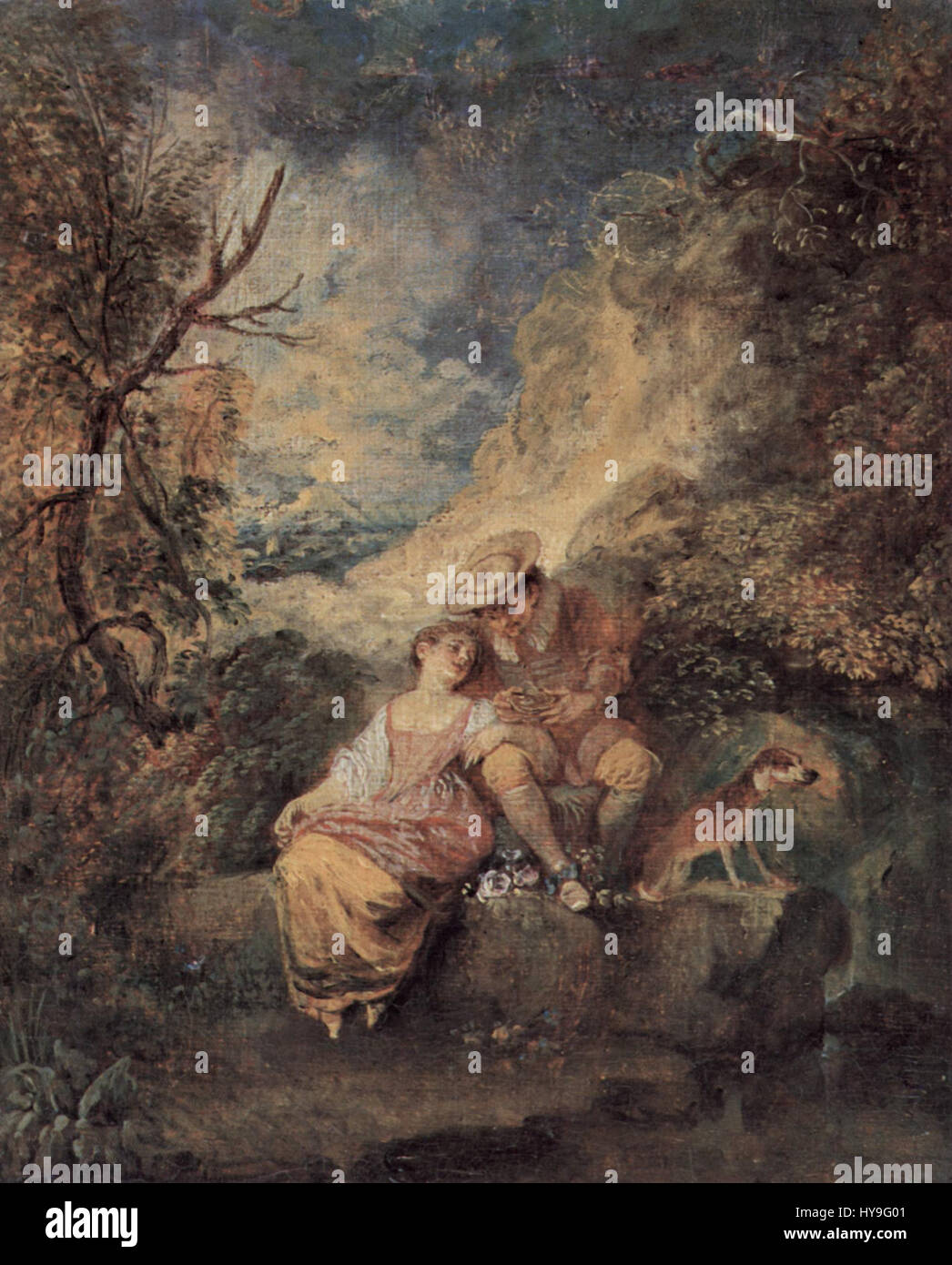 Antoine Watteau's work, identified as '012', showcases the Rococo style ...