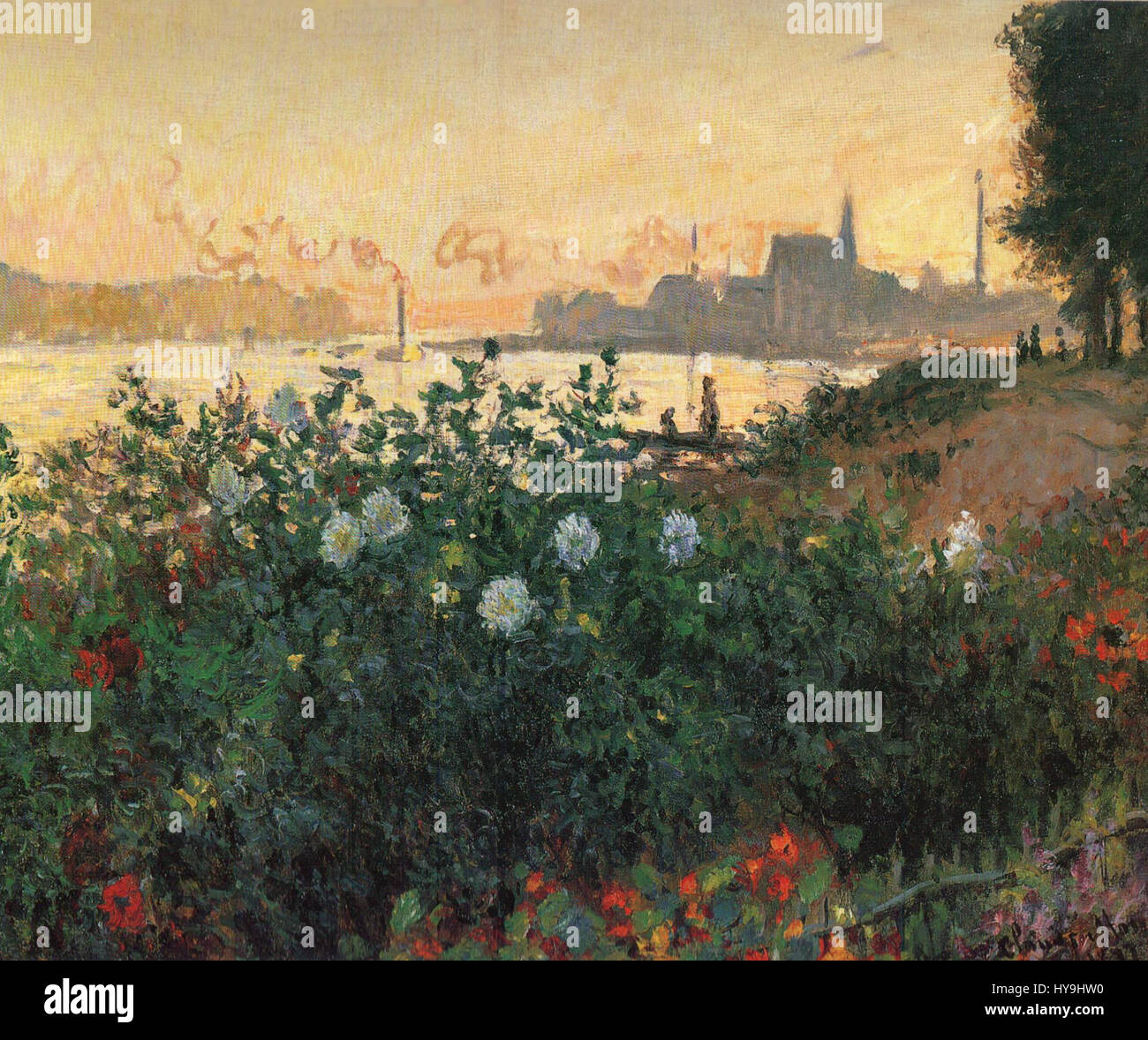 Claude Monet   Flowered Riverbank, Argenteuil Stock Photo