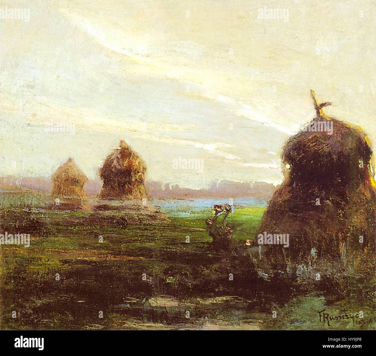 Ferdynand Ruszczyc. Pejzaz ze stogami Stock Photo - Alamy