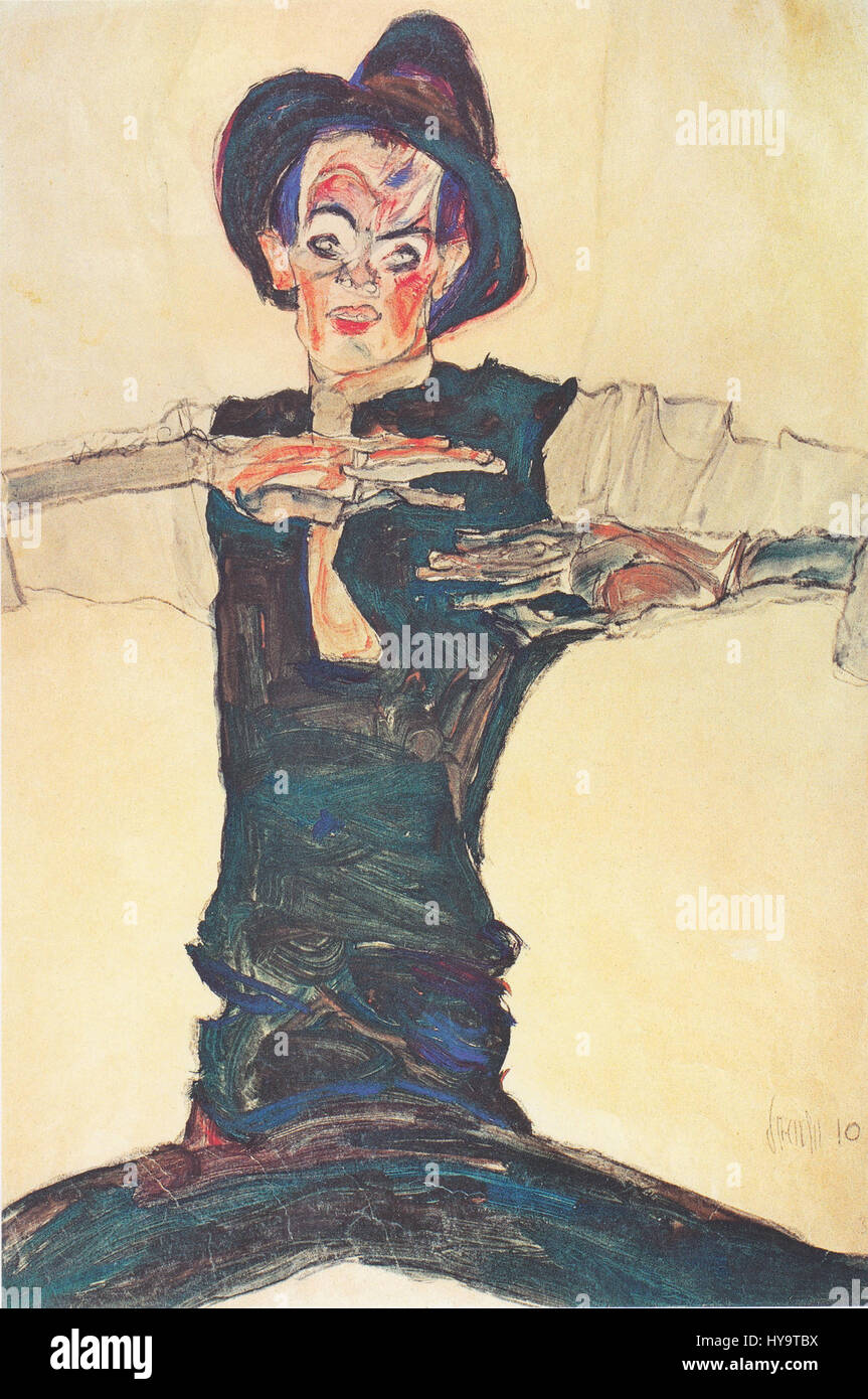 Egon Schiele   Selbstbildnis mit braunem Hut   1910 Stock Photo
