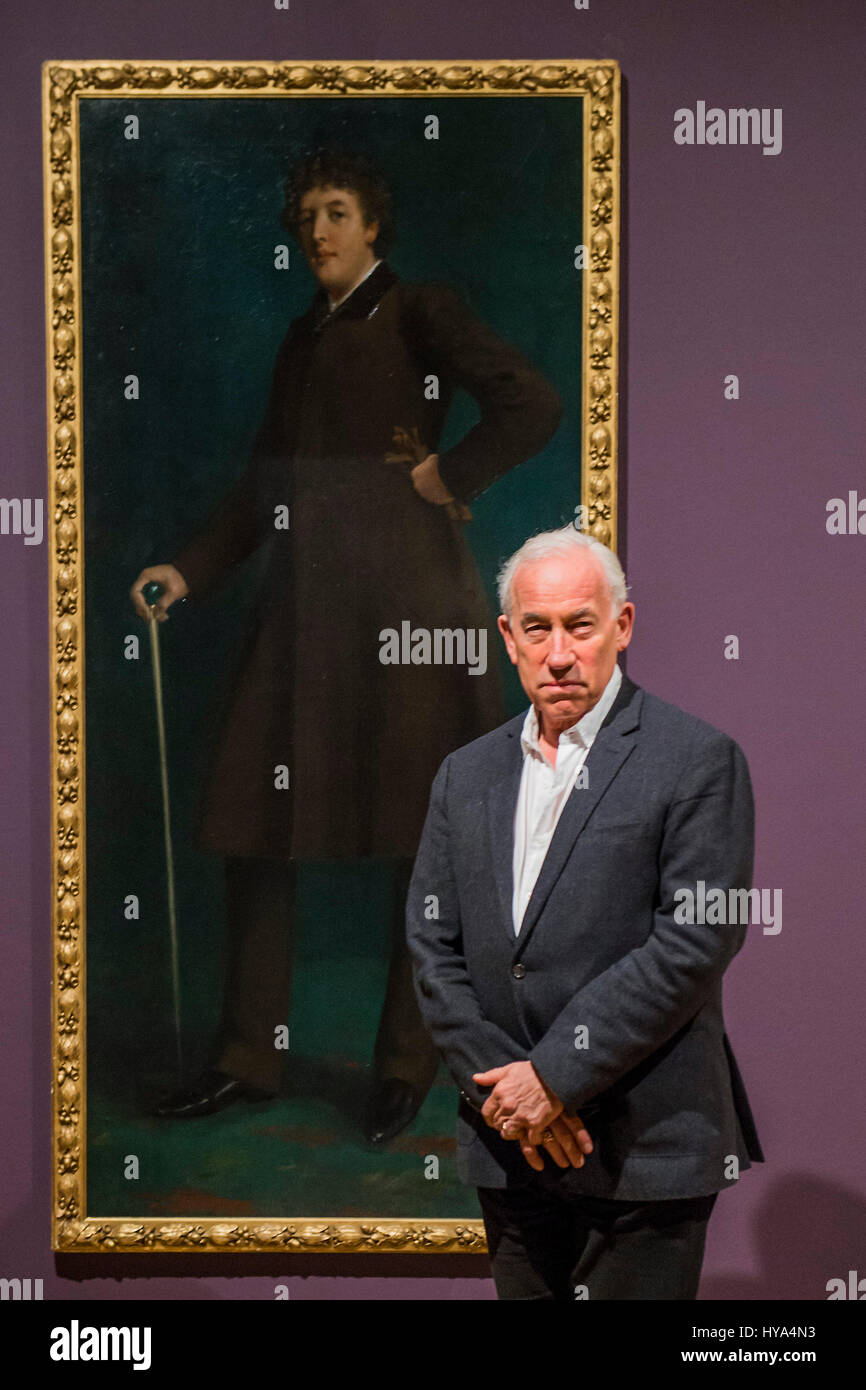 London, UK. 3rd Apr, 2017. Simon Callow with Oscar Wilde by Robert Goodloe Harper Pennington (1881) - Queer British Art 1861-1967 a new exhibition at Tate Britain marks the 50th anniversary of partial decriminalisation of male homosexuality in England and Wales. Spanning the playful to the political, the explicit to the domestic, Queer British Art 1861-1967 showcases the rich diversity of queer visual art and its role in society. Credit: Guy Bell/Alamy Live News Stock Photo