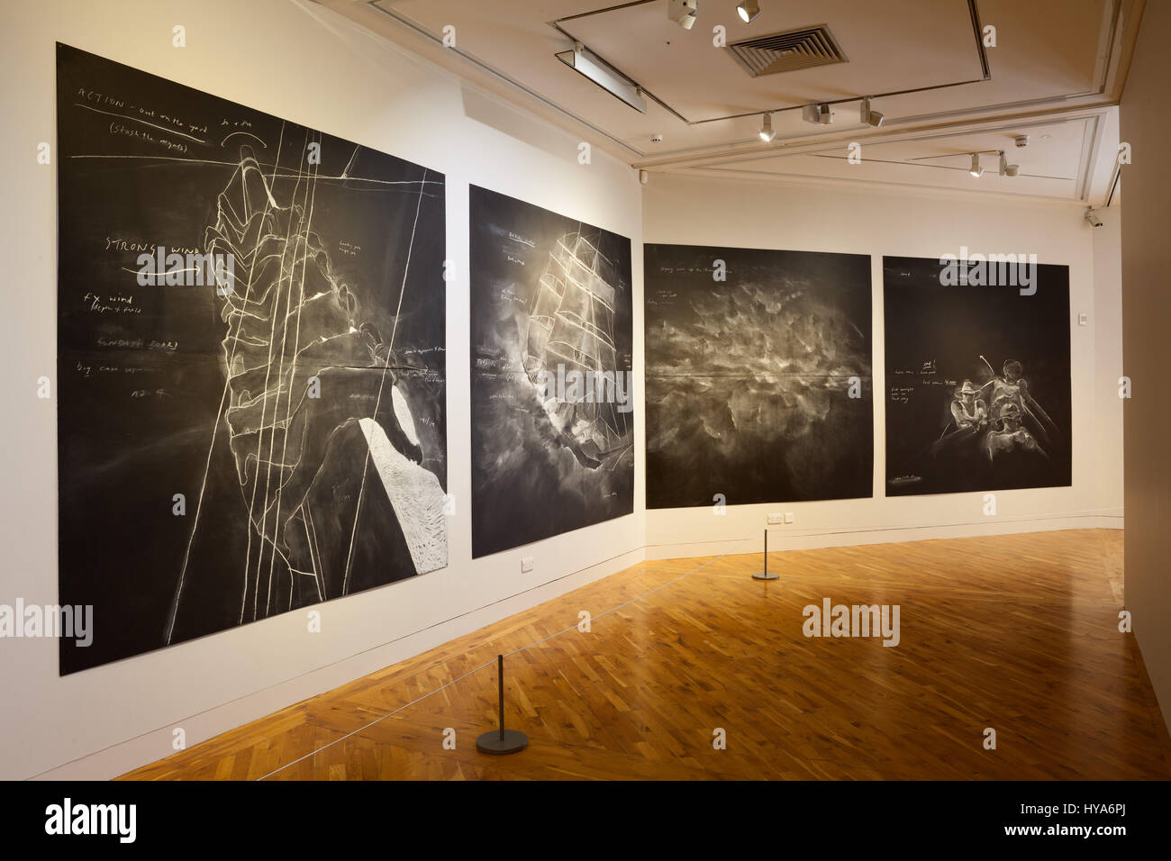 Hull, East Yorkshire, UK. 3rd April 2017. The first ever joint exhibition between Hull’s Ferens Art Gallery and Maritime Museum. 'Offshore: Artists Explore the Sea' features ten new commissions from leading contemporary artists. Pictured is 'Roaring Forties: Seven Boards in Seven Days' by Tacita Dean. Credit: LEE BEEL/Alamy Live News Stock Photo