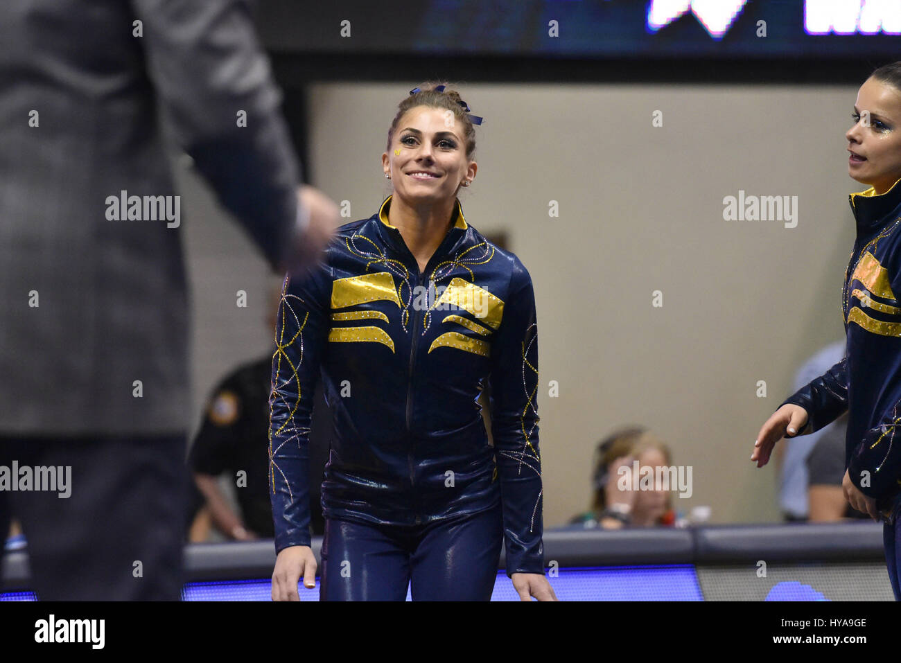 West Virginia, USA. 1st Apr, 2017. Michigan gymnast PAIGE