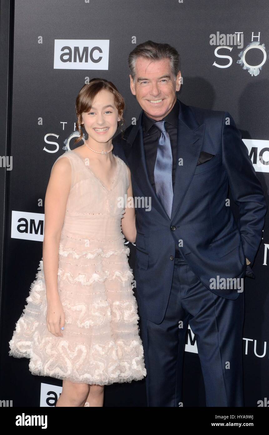 Hollywood, Ca. 3rd Apr, 2017. Sydney Lucas and Pierce Brosnan at AMC's 'The Son' Season One LA Premiere at the Arclight in Hollywood, California on April 3, 2017. Credit: Dave Edwards/Media Punch/Alamy Live News Stock Photo